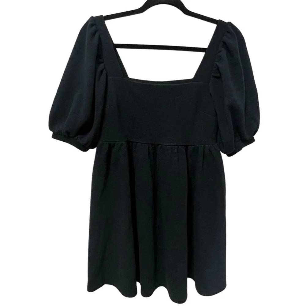 Scoop Women's Black Puff Sleeve Square Neck Short Babydoll Y2K Dress Size XS 0-2 - Picture 11 of 12